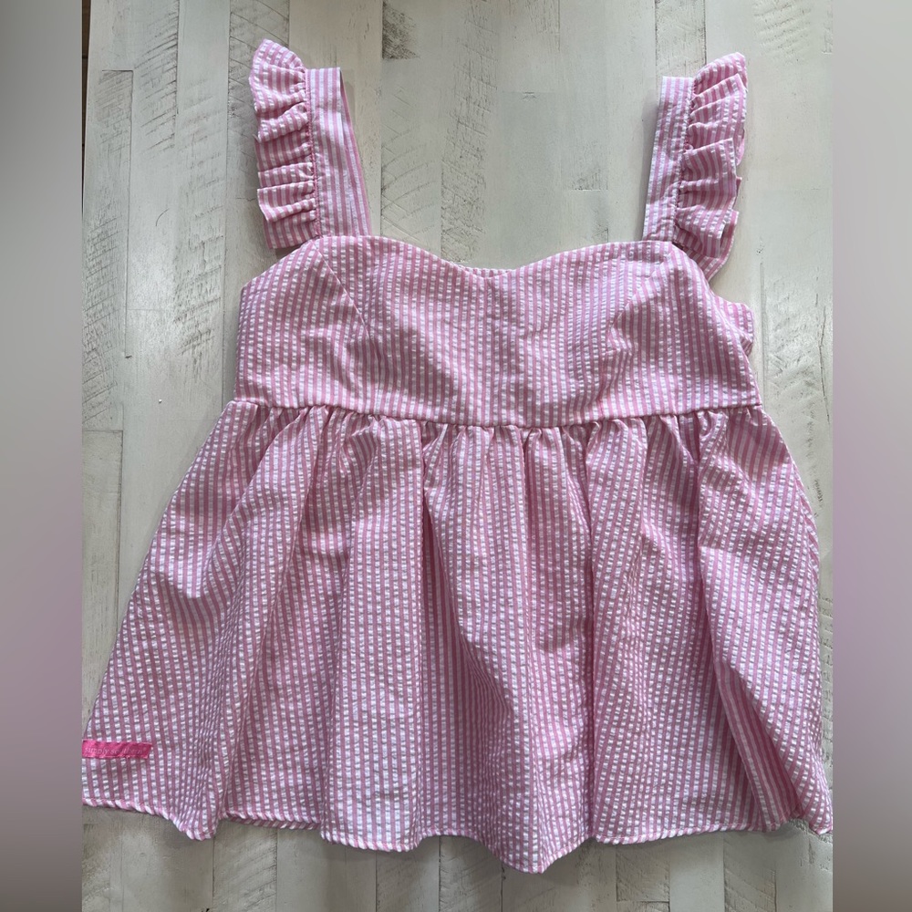 Simply Southern Pink Seersucker Stripe Peplum Blouse Size S